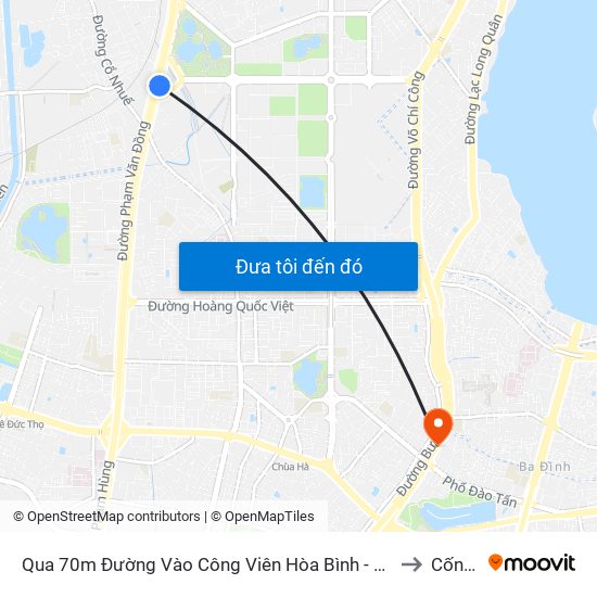 Qua 70m Đường Vào Công Viên Hòa Bình - Phạm Văn Đồng to Cống Vị map
