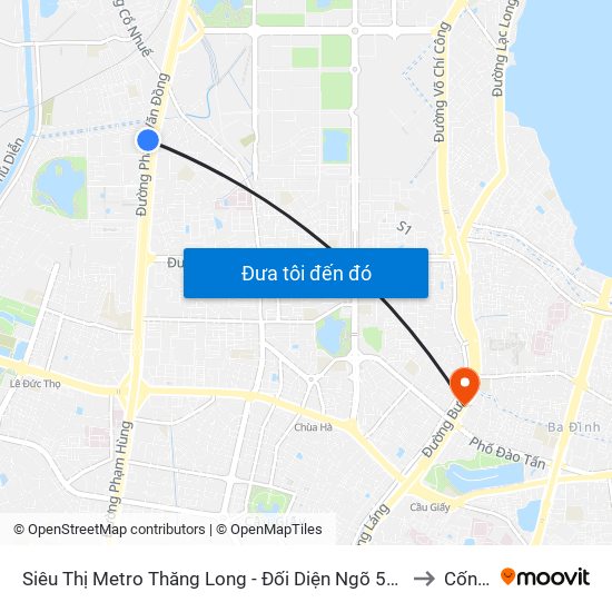 Siêu Thị Metro Thăng Long - Đối Diện Ngõ 599 Phạm Văn Đồng to Cống Vị map