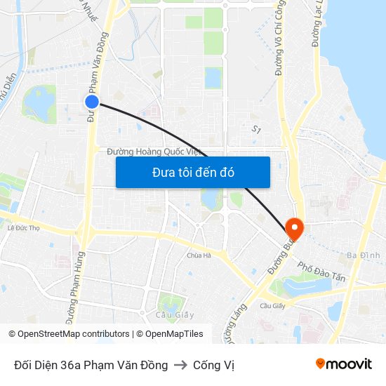 Đối Diện 36a Phạm Văn Đồng to Cống Vị map