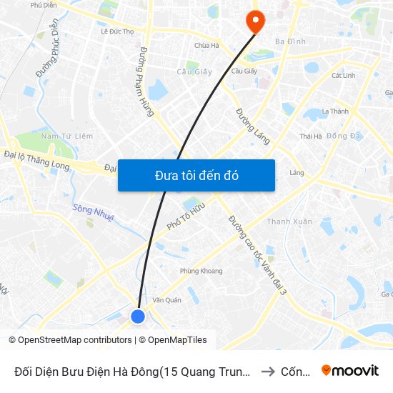 Đối Diện Bưu Điện Hà Đông(15 Quang Trung Hà Đông) to Cống Vị map