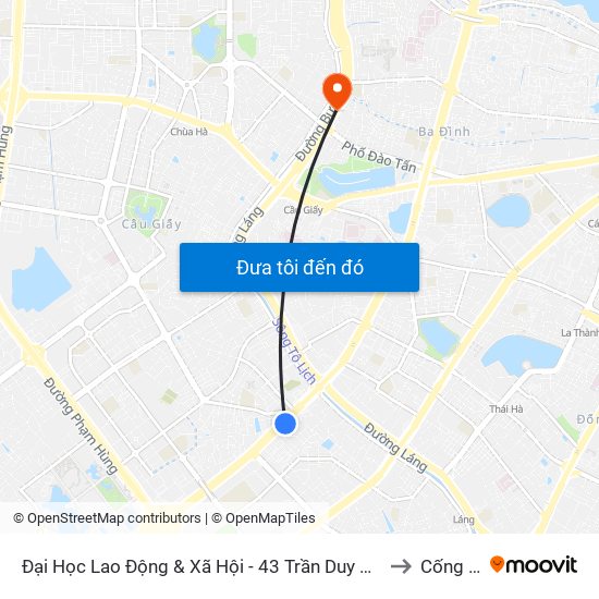 Đại Học Lao Động & Xã Hội - 43 Trần Duy Hưng to Cống Vị map