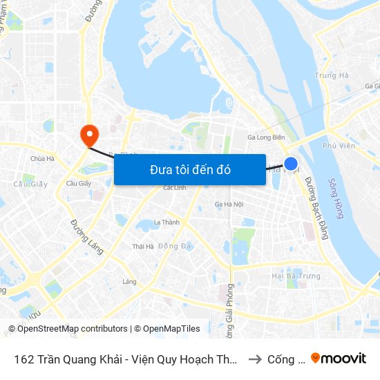 162 Trần Quang Khải - Viện Quy Hoạch Thủy Lợi to Cống Vị map