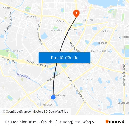 Đại Học Kiến Trúc - Trần Phú (Hà Đông) to Cống Vị map