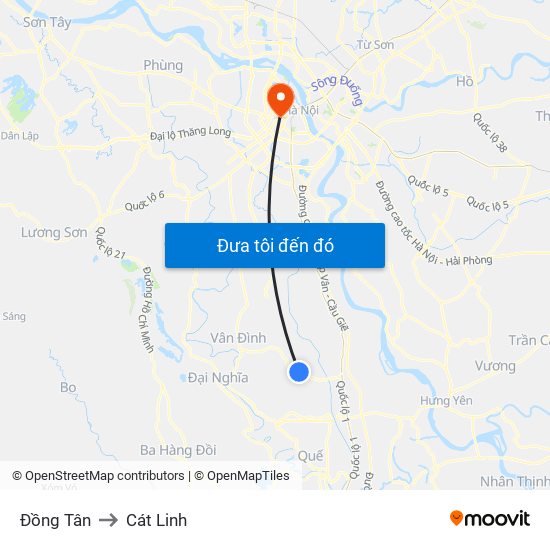 Đồng Tân to Cát Linh map