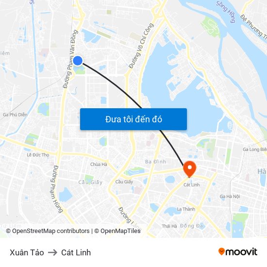 Xuân Tảo to Cát Linh map