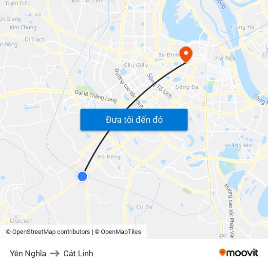 Yên Nghĩa to Cát Linh map