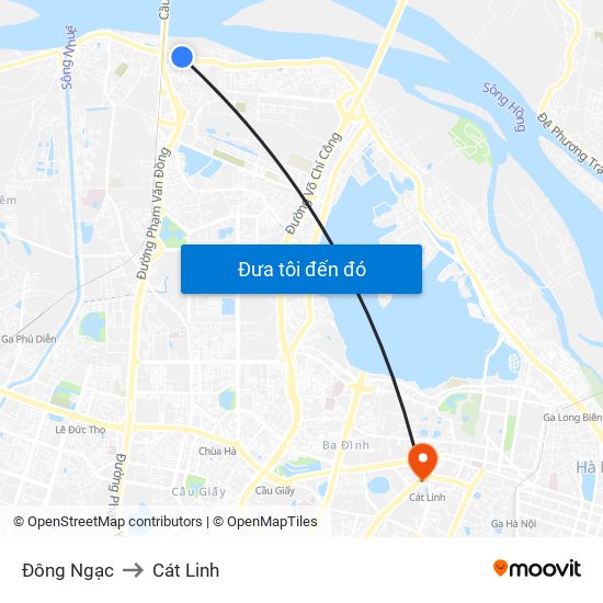 Đông Ngạc to Cát Linh map