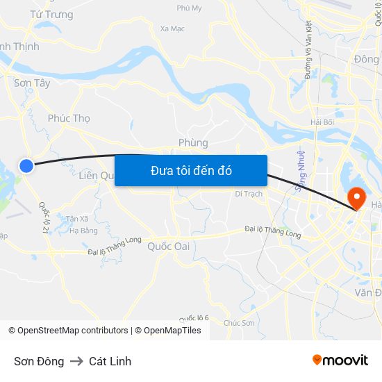 Sơn Đông to Cát Linh map