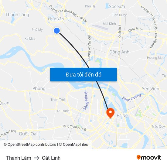 Thanh Lâm to Cát Linh map