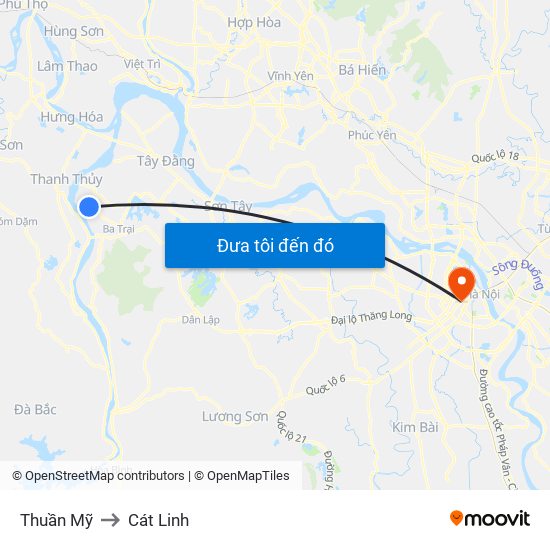 Thuần Mỹ to Cát Linh map