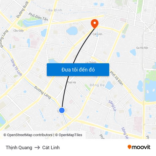 Thịnh Quang to Cát Linh map