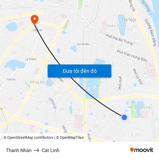 Thanh Nhàn to Cát Linh map