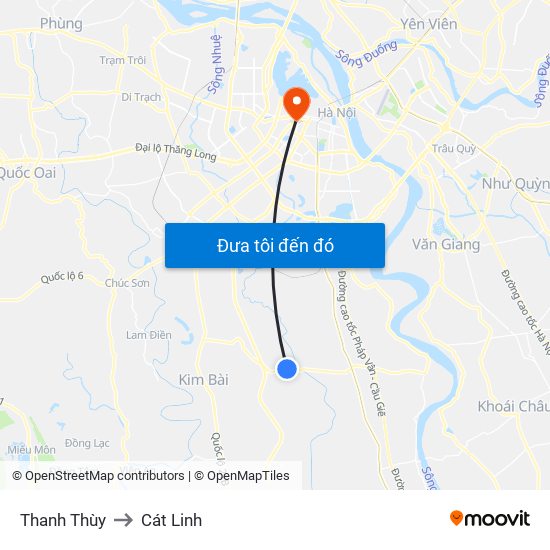 Thanh Thùy to Cát Linh map