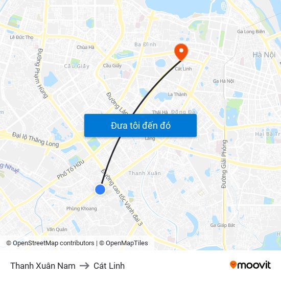 Thanh Xuân Nam to Cát Linh map