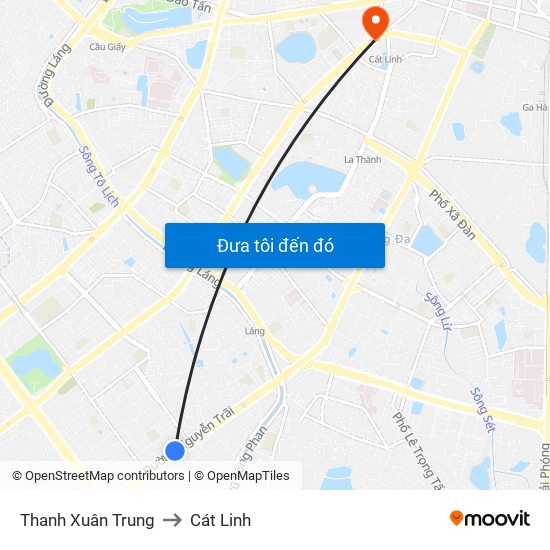 Thanh Xuân Trung to Cát Linh map