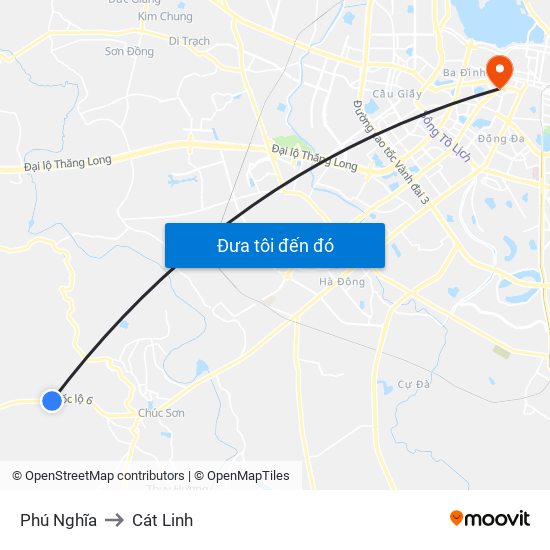 Phú Nghĩa to Cát Linh map