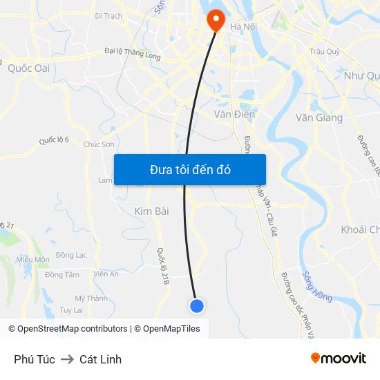 Phú Túc to Cát Linh map