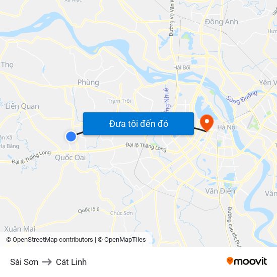 Sài Sơn to Cát Linh map