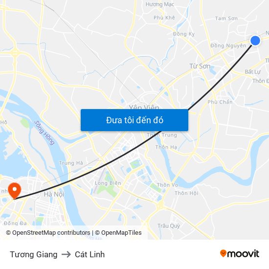 Tương Giang to Cát Linh map