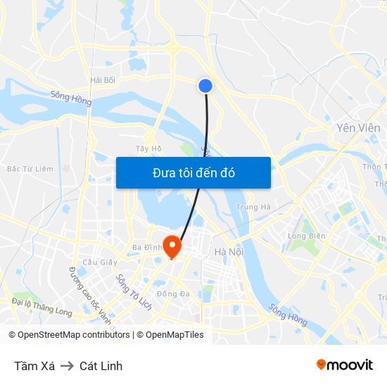 Tầm Xá to Cát Linh map