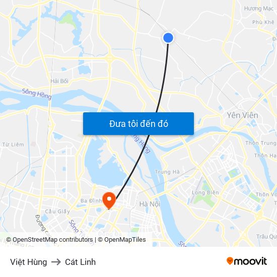 Việt Hùng to Cát Linh map