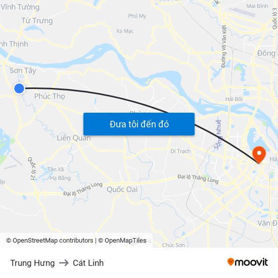 Trung Hưng to Cát Linh map