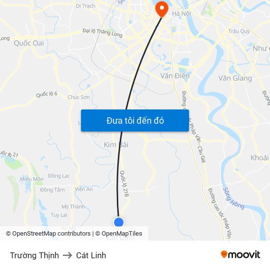 Trường Thịnh to Cát Linh map