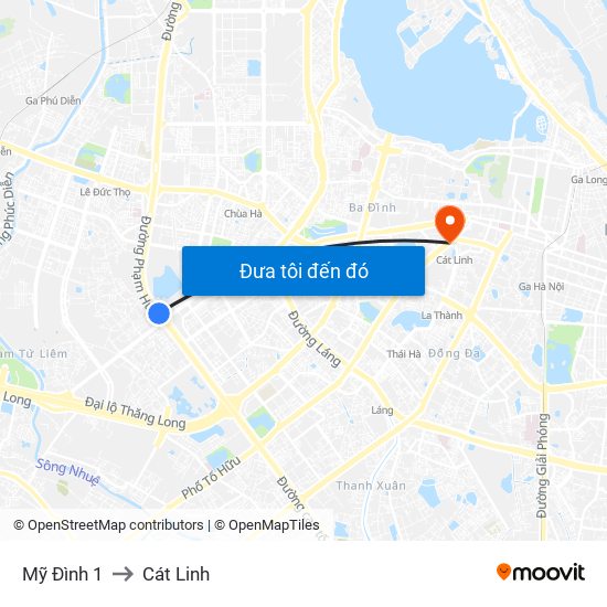 Mỹ Đình 1 to Cát Linh map
