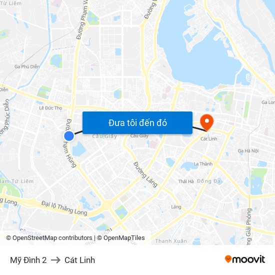 Mỹ Đình 2 to Cát Linh map