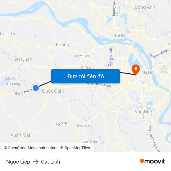 Ngọc Liệp to Cát Linh map