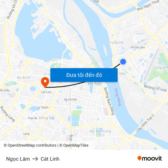 Ngọc Lâm to Cát Linh map