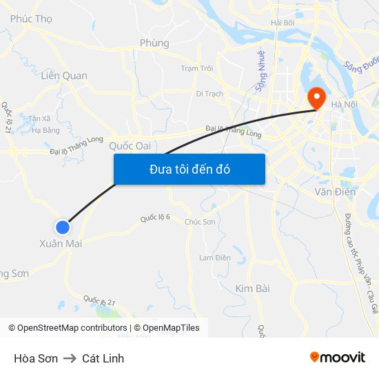 Hòa Sơn to Cát Linh map