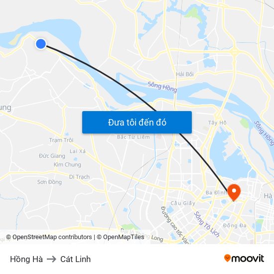 Hồng Hà to Cát Linh map