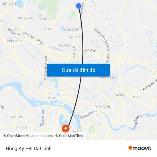 Hồng Kỳ to Cát Linh map