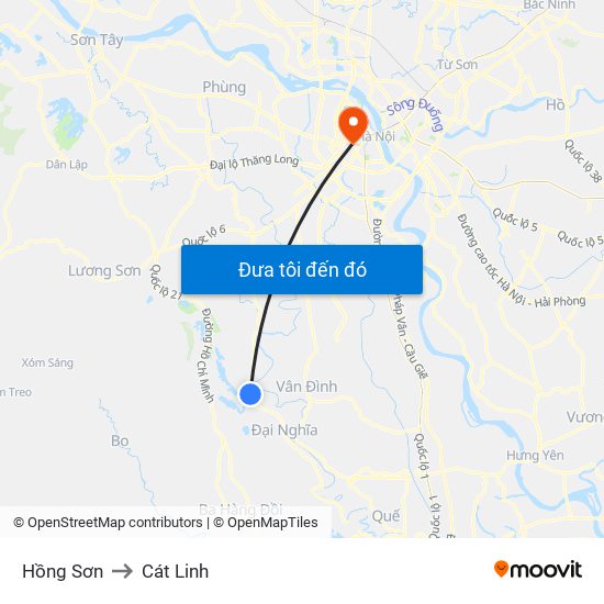 Hồng Sơn to Cát Linh map