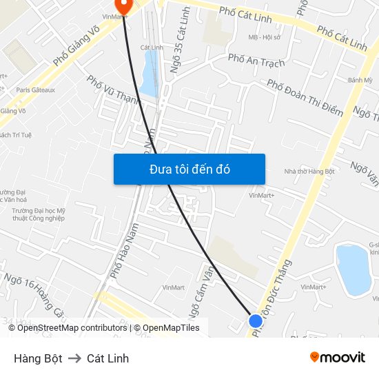 Hàng Bột to Cát Linh map