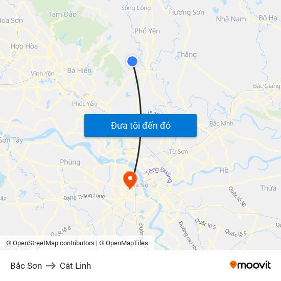 Bắc Sơn to Cát Linh map