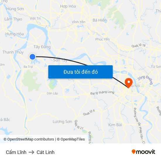 Cẩm Lĩnh to Cát Linh map
