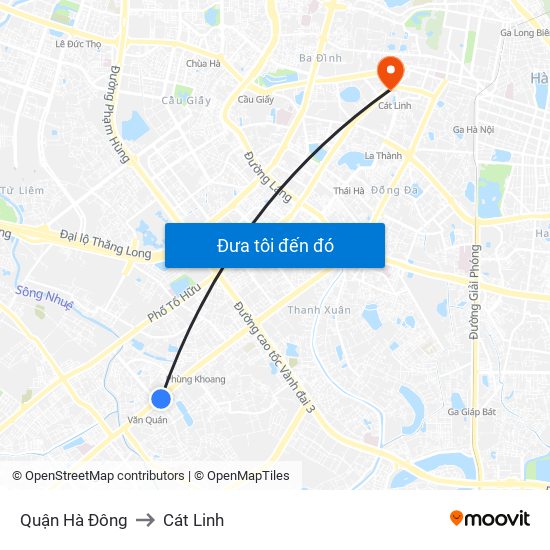 Quận Hà Đông to Cát Linh map