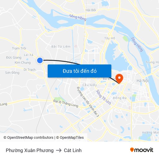 Phường Xuân Phương to Cát Linh map