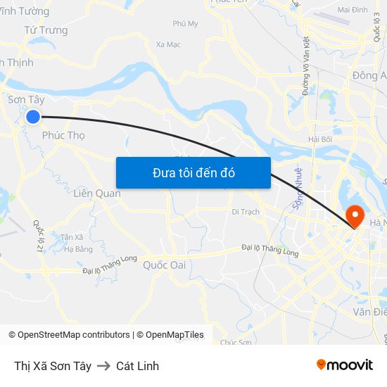 Thị Xã Sơn Tây to Cát Linh map