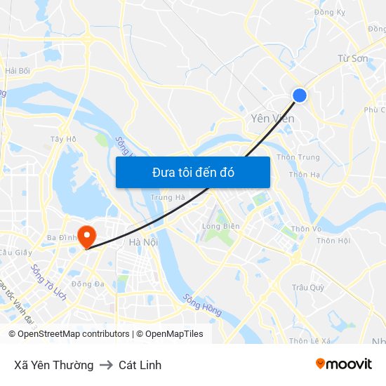 Xã Yên Thường to Cát Linh map