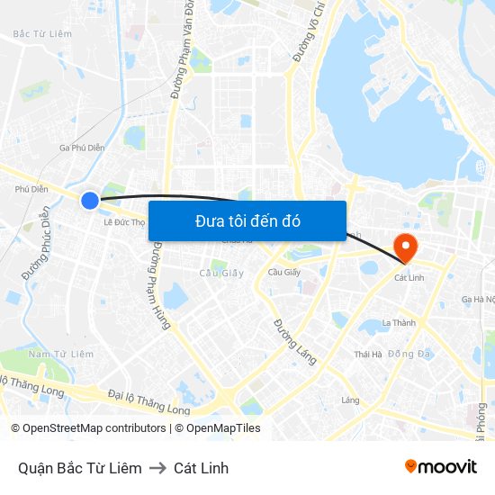 Quận Bắc Từ Liêm to Cát Linh map