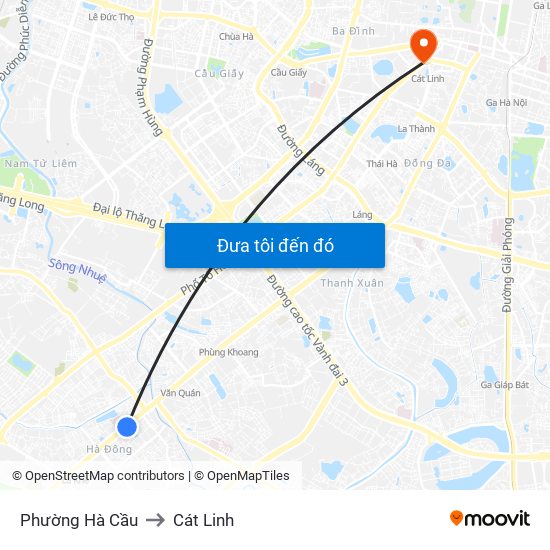 Phường Hà Cầu to Cát Linh map