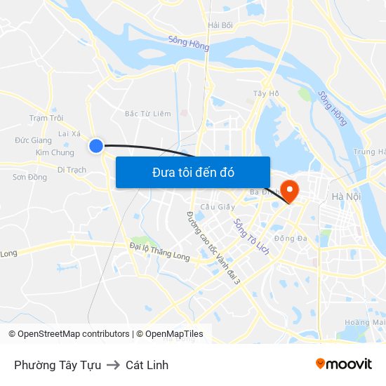 Phường Tây Tựu to Cát Linh map