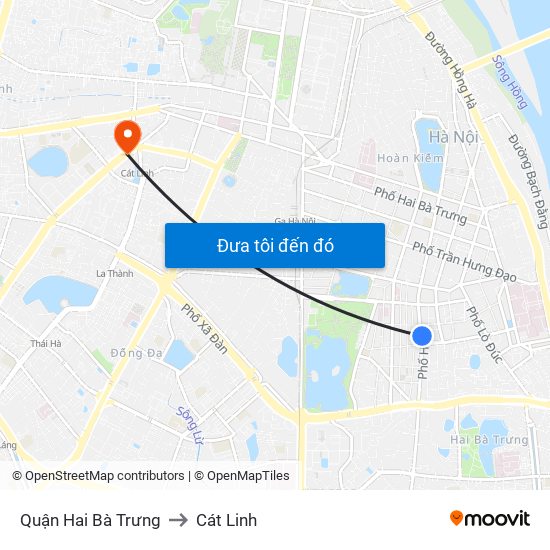 Quận Hai Bà Trưng to Cát Linh map