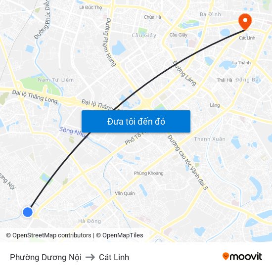 Phường Dương Nội to Cát Linh map
