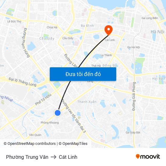 Phường Trung Văn to Cát Linh map