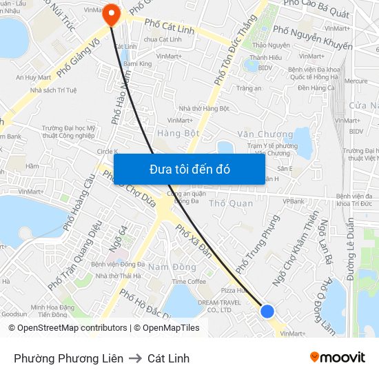 Phường Phương Liên to Cát Linh map