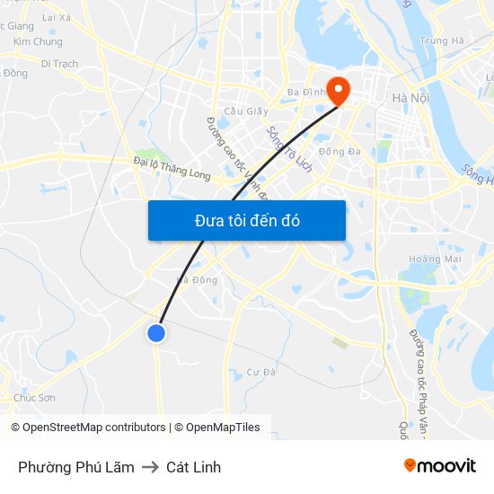 Phường Phú Lãm to Cát Linh map
